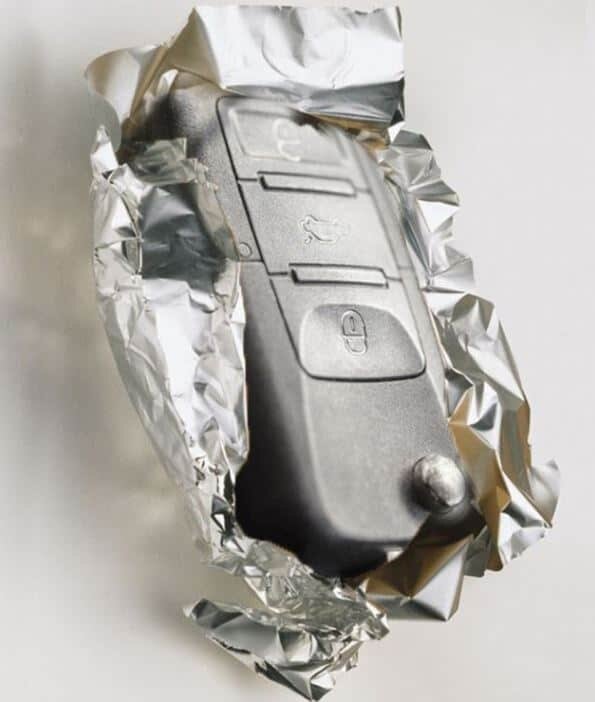 key fob in tin foil