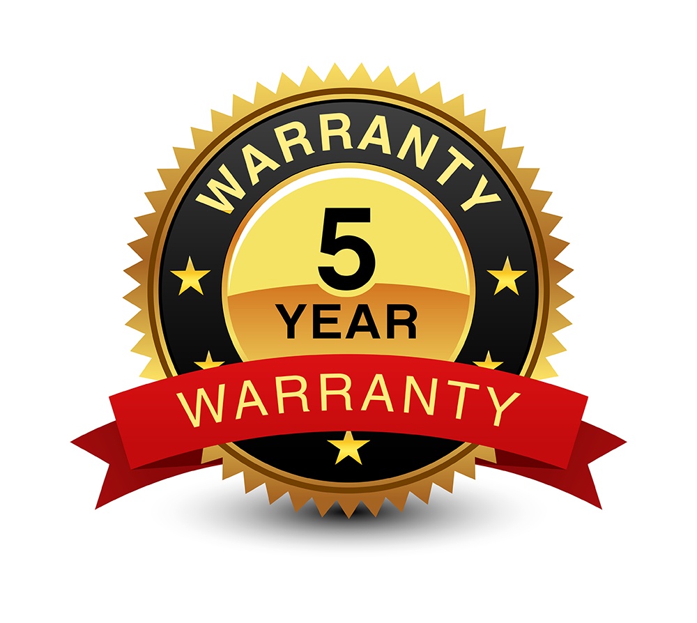 Strong, high quality, powerful, 5 year warranty badge, sign, sea